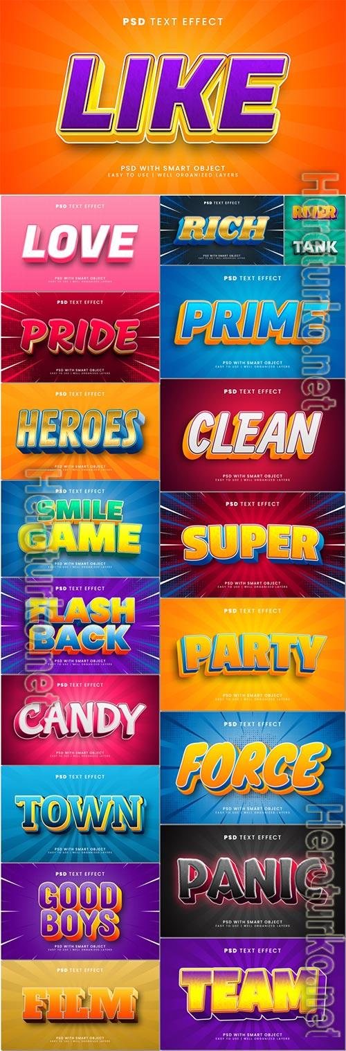 Bundle 3d text style effect in psd vol 15