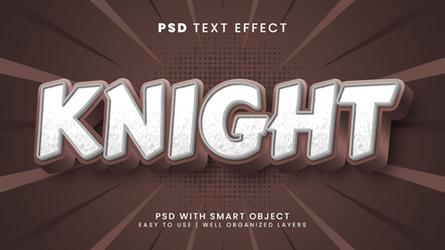 Knight kingdom war 3d editable text effect with epic and sword font style psd