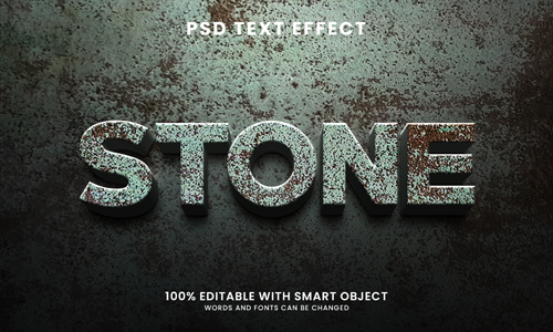 Realistic 3d stone text effect psd