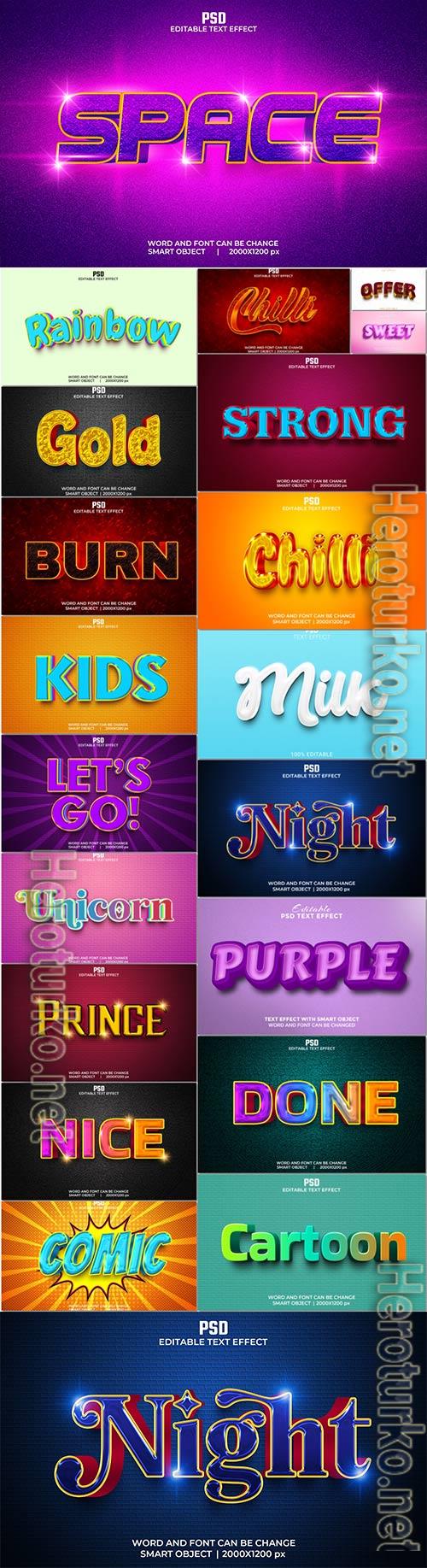 Bundle 3d text style effect in psd vol 18