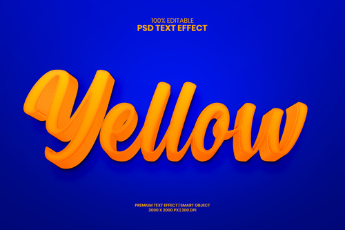 Yellow editable premium psd text effect maker