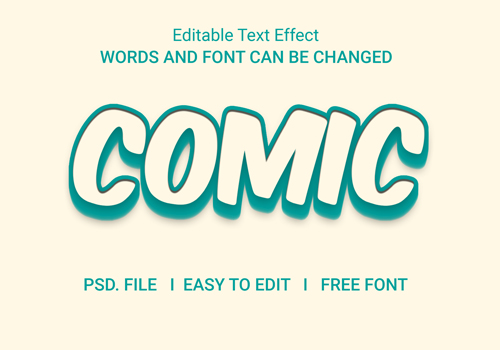 Comic text effect color flat psd
