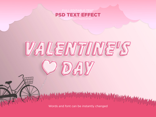Valentines day text effect mockup psd