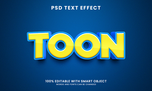 Cartoon toon style 3d text effect psd