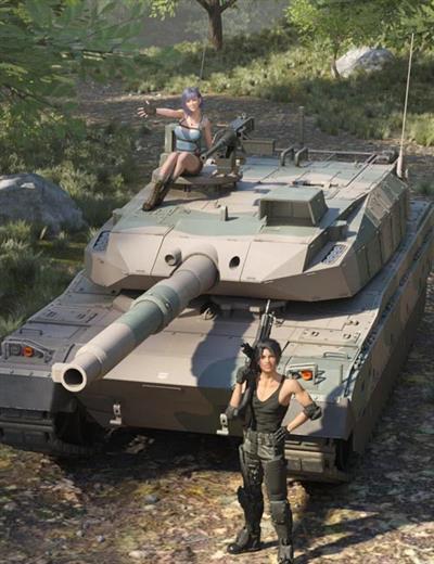 TYPE 10 JAPANESE BATTLE TANK AND FOREST ENVIRONMENT