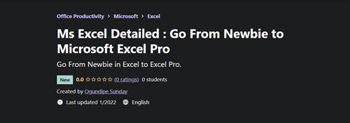Ms Excel Detailed - Go From Newbie to Microsoft Excel Pro