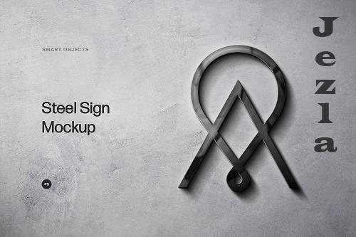 Metal Steel Sign Mockup - 6878178