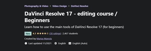 Marius Manola - DaVinci Resolve 17 Editing Course Beginners