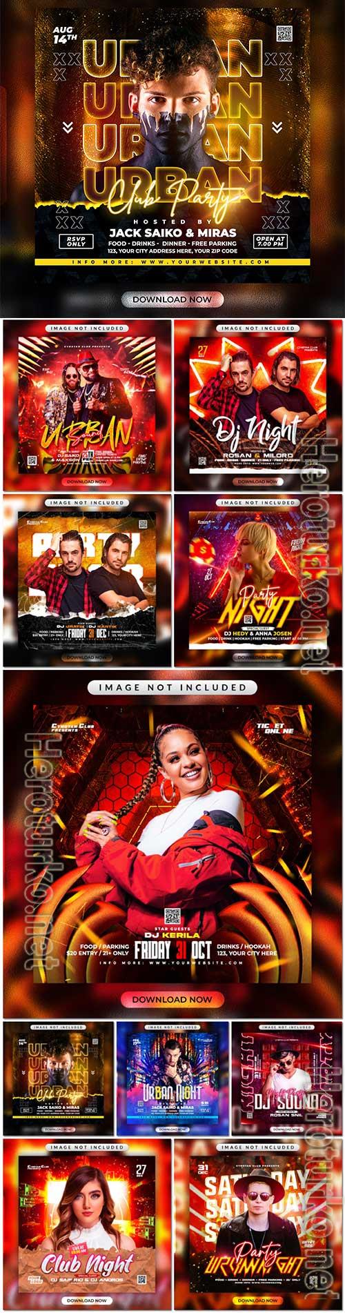 Party flyer or social media promotional banner template psd