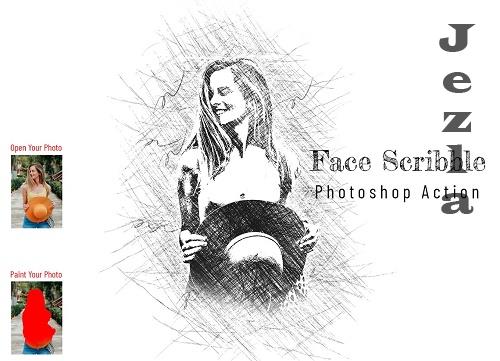Face Scribble Photoshop Action - 6902548