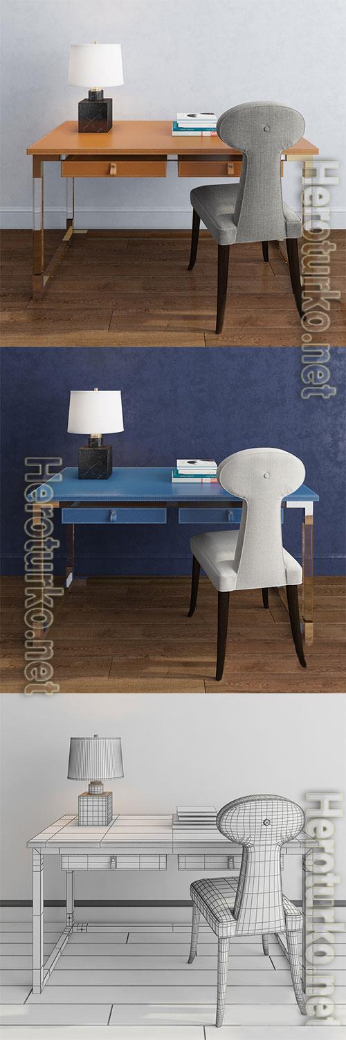 3D Models Jonathan adler, jacques desk, vera dining chair 3D Models Jonathan adler, jacques desk, vera dining chair