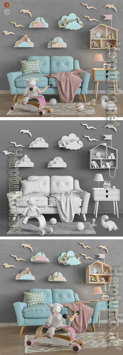 3D Models Toys and furniture set 34
