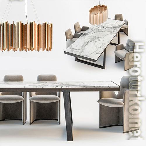 3D Models Table with armchairs 011