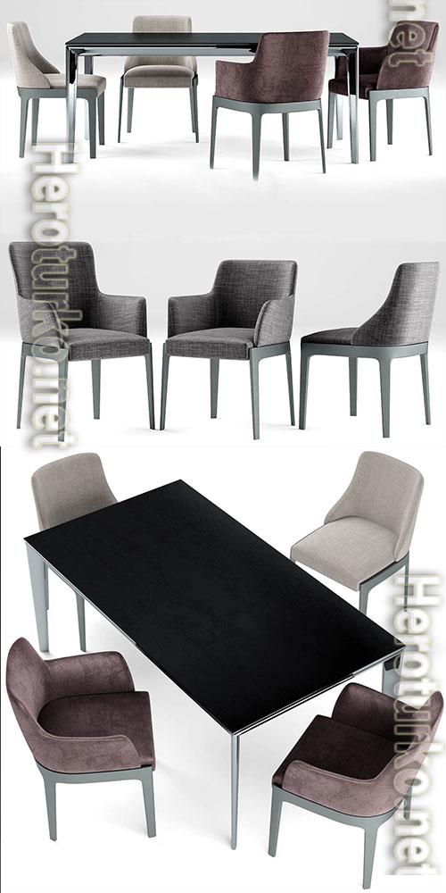 3D Models Table with armchairs 012 3D Models Table with armchairs 012