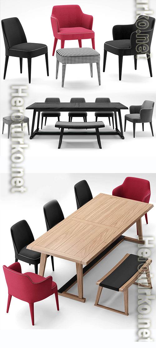 3D Models Maxalto table with chairs 52