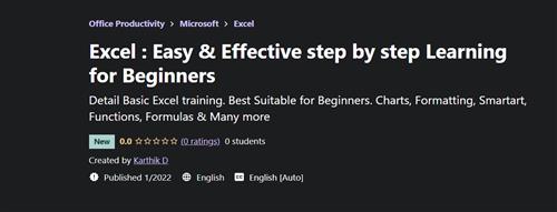 Karthik D - Excel Easy & Effective Step By Step Learning