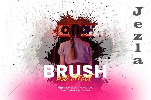 Brush splatter photo effect psd