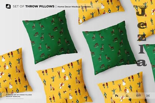 Set Of Throw Pillows Mockup - 6806636
