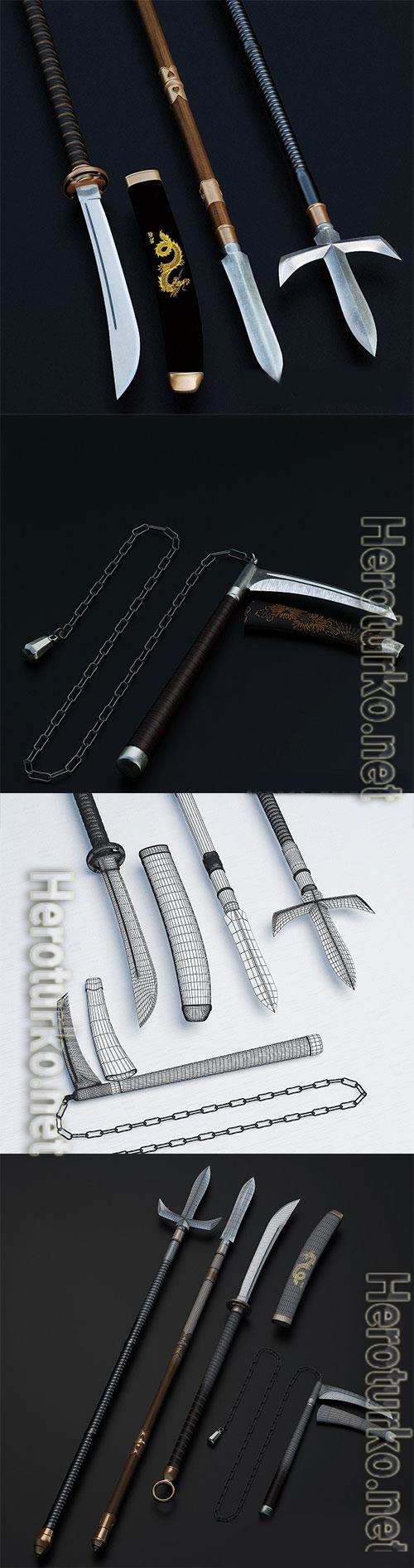 3D Models Japanese traditional weapons