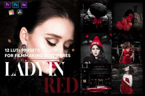 12 Lady in Red Video LUTs Presets