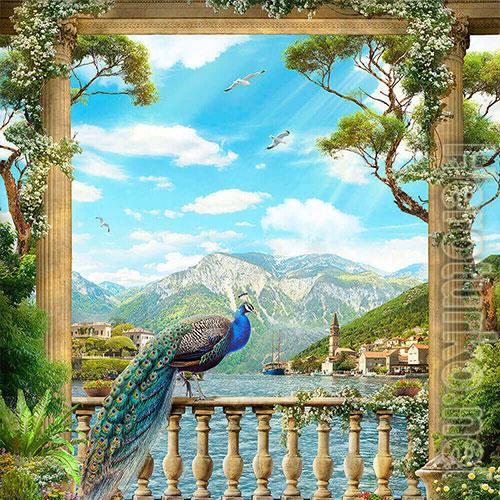 3D Texture with peacock and nature 3D Texture with peacock and nature