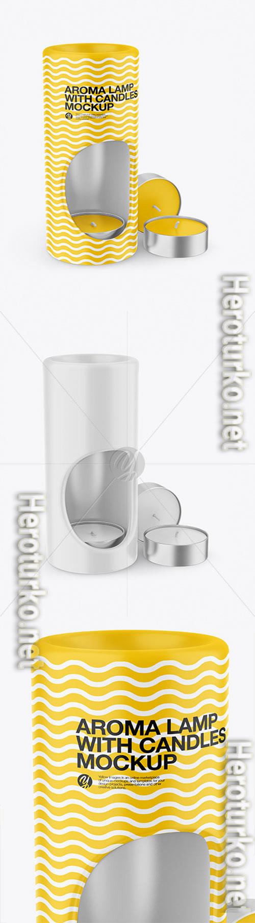 Matte Aroma Lamp with Candles Mockup 72537