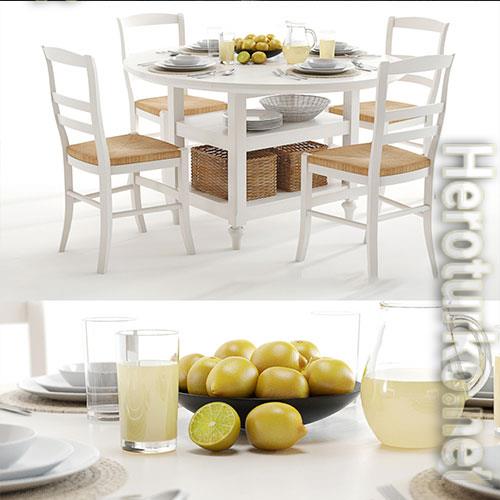 3D model of dining table for kitchen 03 3D model of dining table for kitchen 03