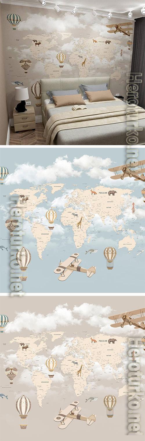 3D texture map of the countries of the world