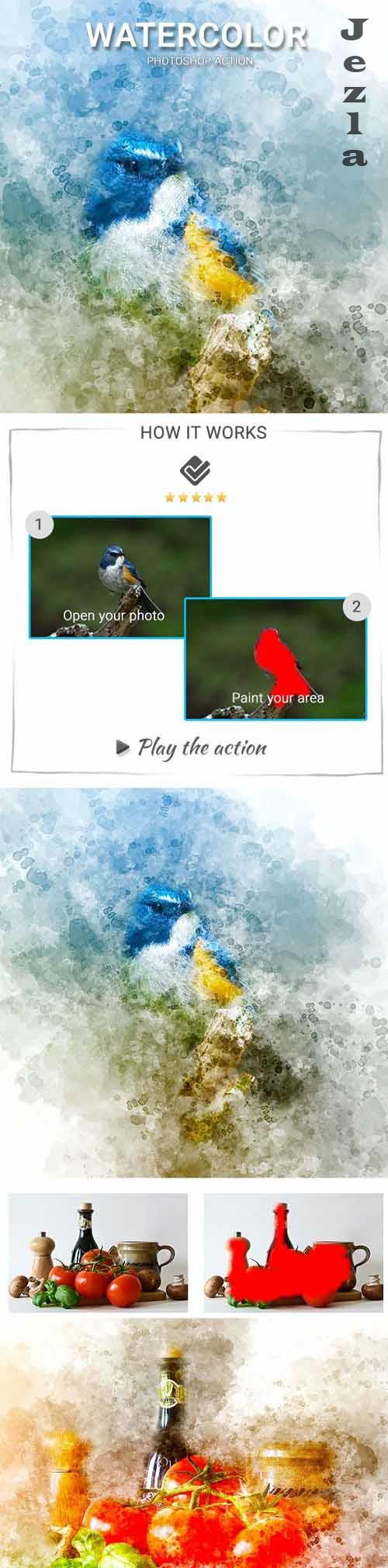 Watercolor Photoshop Action - 21703151 Watercolor Photoshop Action - 21703151