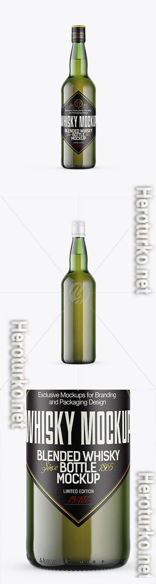 Green Glass Whiskey Bottle Mockup 72827 Green Glass Whiskey Bottle Mockup 72827