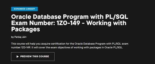 Oracle Database Program with PL/SQL Exam Number 1Z0-149 - Working with Packages