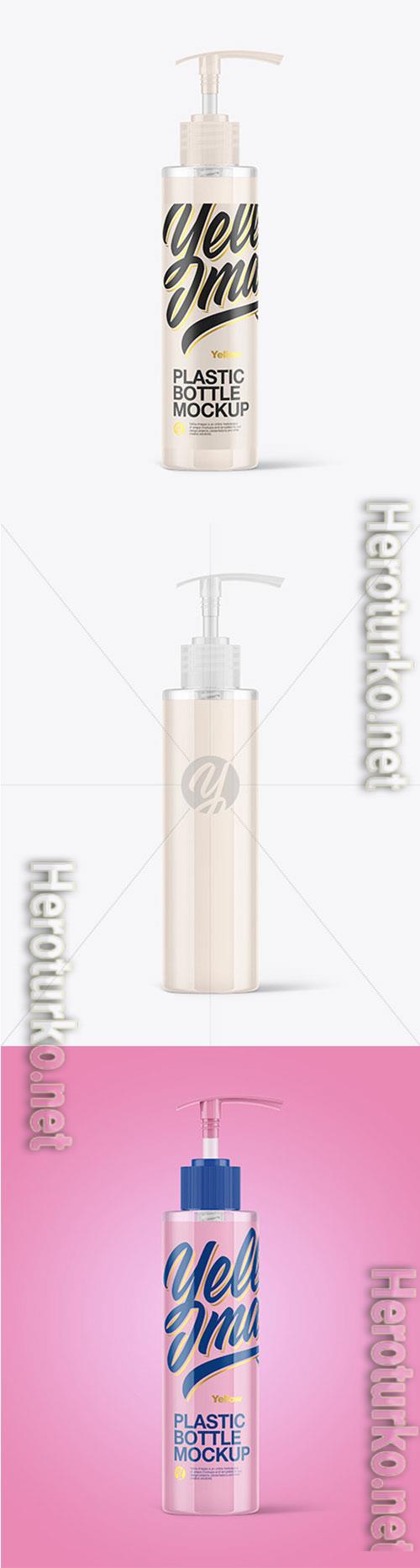 Clear Cosmetic Bottle with Pump Mockup 72747