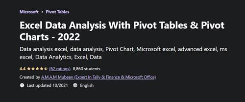 Excel Data Analysis With Pivot Tables & Pivot Charts 2022