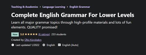 Udemy - Complete English Grammar For Lower Levels