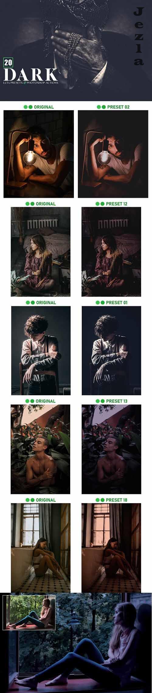 Dark LUTs Presets and Photoshop Action - 6919409