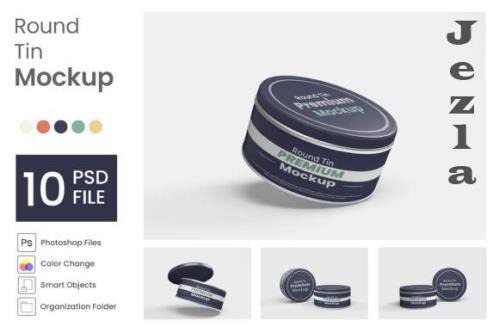 Round Tin Mockup - 10 PSD