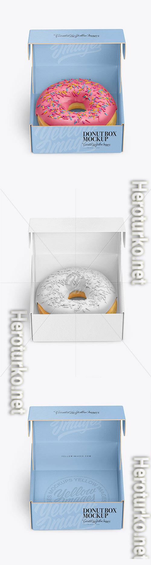 Opened Paper Box with Donut Mockup 68857