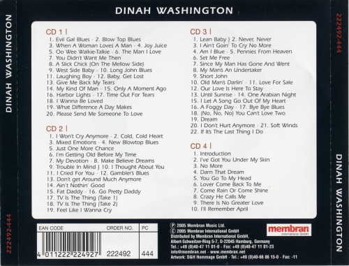 Dinah Washington - Give Me Back My Tears (2005) 4CD Lossless