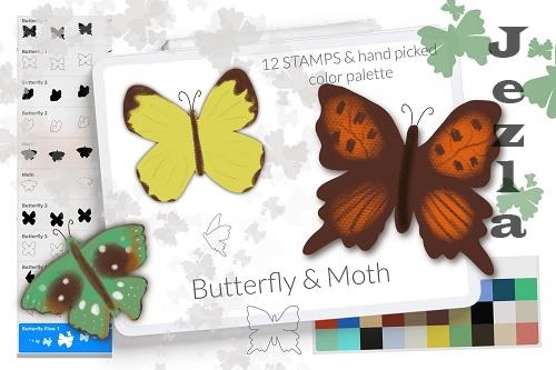 Butterfly and moth Procreate stamp brushes spring - 1797481