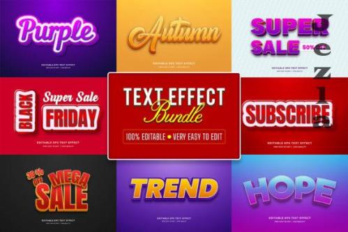 Editable 3d Text Effect Bundle - 10 EPS Editable 3d Text Effect Bundle - 10 EPS
