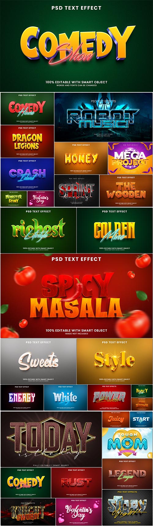 Bundle 3d text style effect in psd vol 11