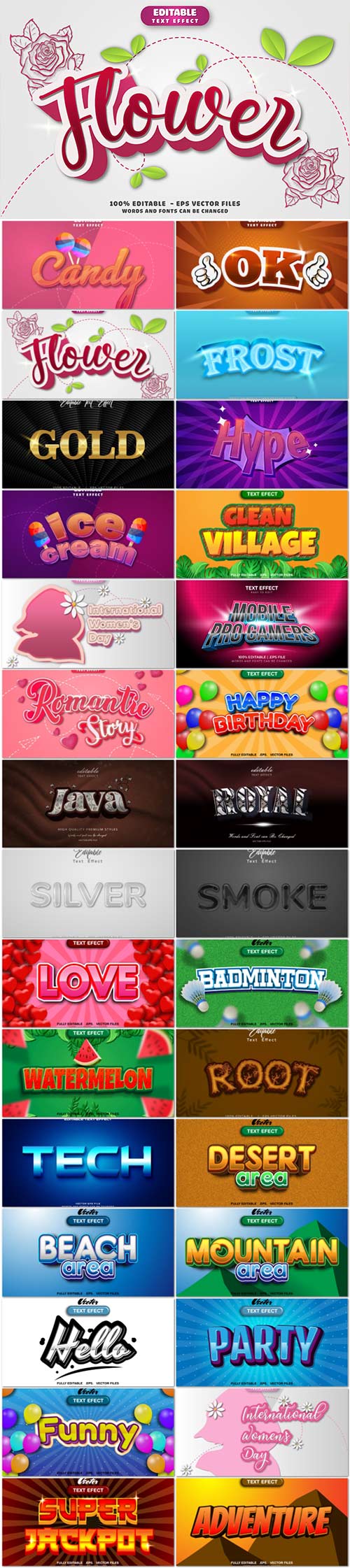 3d editable text style effect vector vol 953