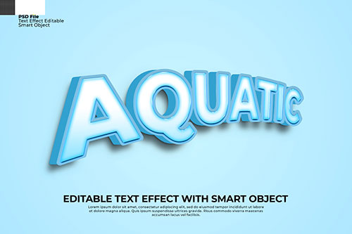 Editable aquatic text 3d effect photoshop blue color
