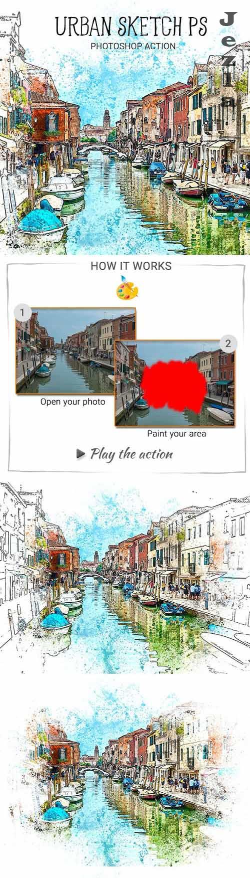 Urban Sketch PS Photoshop Action - 22487103
