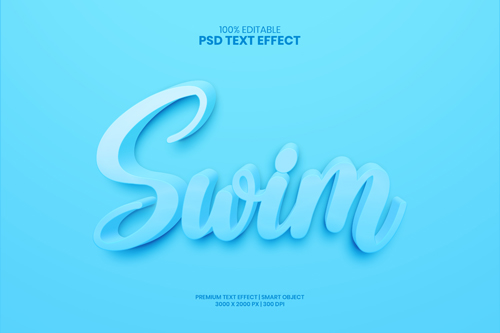 Swim fully editable premium psd text effect maker