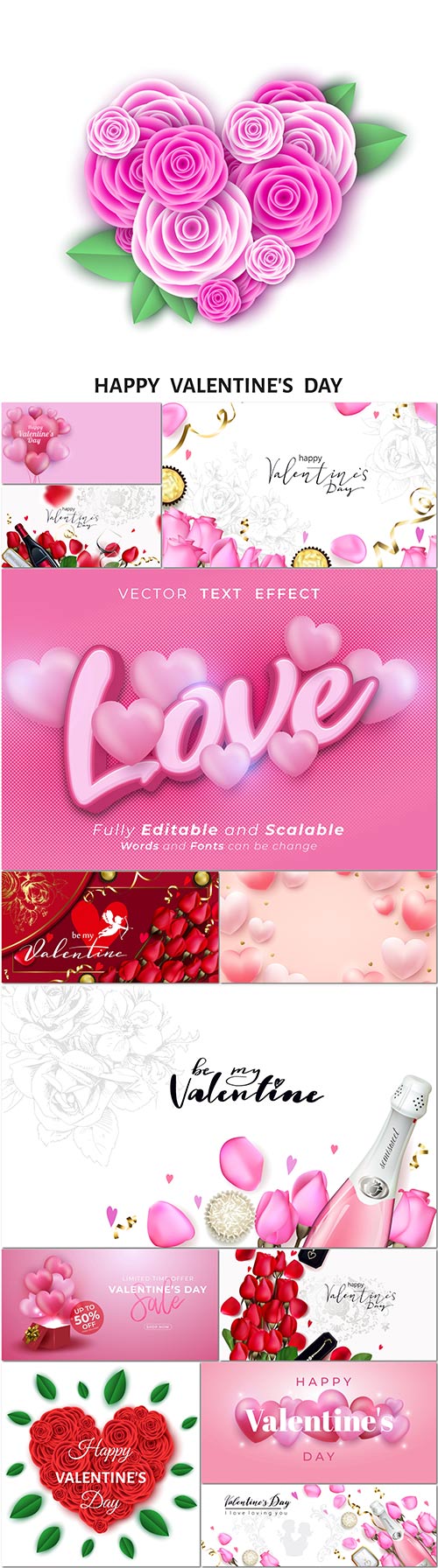 Romantic background with roses for valentine day in vector