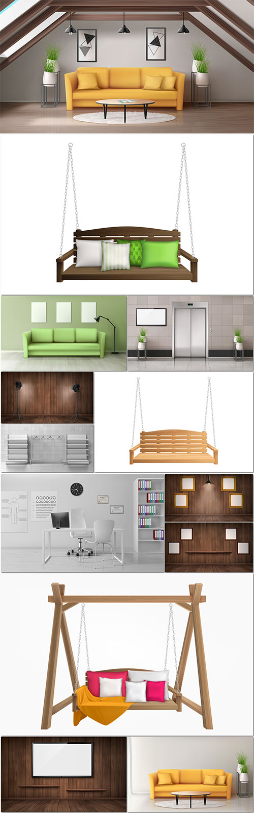 Interior in vector, furniture