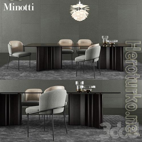Minotti Lou Dining Table and Fil Noir Dining Chair Minotti Lou Dining Table and Fil Noir Dining Chair