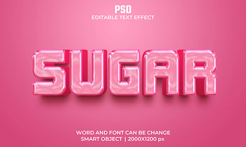 Suger pink color 3d editable text effect premium psd
