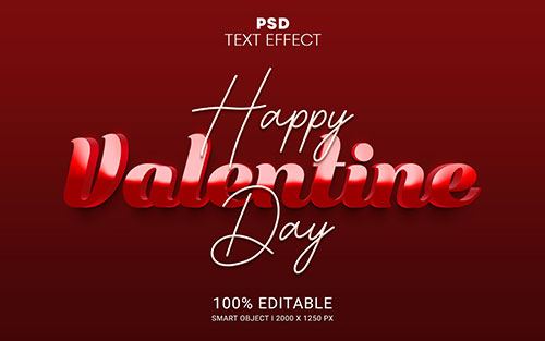 Happy valentine day editable text effect psd
